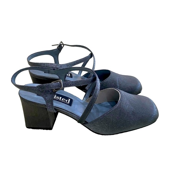 Unlisted Kenneth Cole cross my heart pewter fabric round toe block heel size 8.5 - Picture 2 of 11